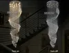Modern taklampa Långt storlek Crystal Chandelier Home Light Fixture för lobby trappa Lyster trappor foajé stor kristall lmap trappa inomhusbelysning