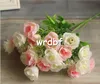 Mazzo di rose primaverili in seta 33 cm/12,99 "lunghezza fiori artificiali rose camelia 6 steli per bouquet da sposa fai da te centrotavola matrimonio