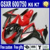 Jogo de carenagem ABS para SUZUKI GSXR 600 750 06 07 K6 peças motobike preto branco GSX-R 600/750 2006 2007 carenagens