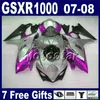 Бесплатная доставка обтекатель комплект для 07 08 GSXR 1000 SUZUKI GSXR1000 2007 GSX-R1000 2008 все черные обтекатели кузова K7 FD23 +обтекатель сиденья