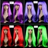 Аниме косплей парики горячие продажа многоцветный дешевые синтетические волосы парик косплей 14 цветной костюм длинные прямые парики для вечеринки клуб НОЧЬ