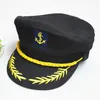 Wholesale- New 2015 Vintage  New Korean Style Men Flat  Caps Uniform Captain Skipper Sailor Caps Hats Black White Red