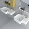 Lavandino sospeso in pietra con superficie solida, lavabo sospeso, portabiancheria RS38186