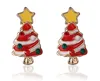 Christmas Tree Stud Earrings Korea Fashion Exquisite Diamond Cute Christmas Gift 20mm 5g Alloy + Enamel Rhinestone