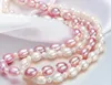 Fresh water pearl powder purple and white rice pearl necklace fashion trend female gold chain chain to send girlfriend