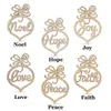 Kerst houten hangende ornament ambacht decoratie vrede geloof hope love noel joy voor kerstboom 6pcs/lot