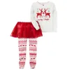 Dziecko Dzieci Chirstmas Odzież Baby Girls Odzież Zestaw Dzieci Piżama Zestaw Elk Drukowane Topy Z Spódnic Spodnie Legginsy 2 sztuk Kids Clothing Garnitury