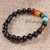 Whole 10Pcs Charm Natural Mixed Different Stone Round Shape Beads Chakra Healing Point Beaded Bracelets Jewelry Gift 8mm281R