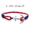 Bracelet Tom Hope 4 tailles fil bleu arctique chaînes de corde rouge ancre en acier inoxydable breloques jonc avec boîte et étiquette TH9216r