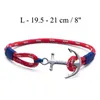 Tom Hope Armband 4 Size Arctic Blue Thread Red Rope Chains Rostfritt stål Ankare Charms Bangle With Box och Tag Th9216R