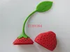 700 pcs/lot Fedex DHL livraison gratuite Silicone fraise conception lâche feuille de thé passoire à base de plantes épices infuseur filtre outils