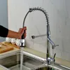 Partihandel och detaljhandel Spring Kök Kran Dual Tut Swivel Sprayer Enstaka Hål Mixer Tap Chrome Finish