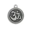 Livraison gratuite nouvelle mode facile à bricoler nouveaux designs 19*23mm en alliage de zinc antique argent plaqué yoga om charme 10 pièces beaucoup de bijoux double face