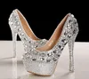 Splendida moda argento damigella d'onore tacchi alti scarpe da sposa in cristallo scarpe da sposa glitter da donna scarpe da ballo per feste