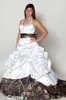 V Neck Halter Satin Camo Wedding Dresses 2020 Backless A Line Wedding Dresses Beach Bridal Bowns Plus Size288L