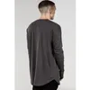 Wholesale- Fashion Mens Extended Tee Long Sleeve Oversized Hip Hop Black White Grey Wool Tshirt Plus Size For Men Big and Tall