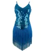 Tassel Lantejoula Roaring 20 s 1920s Gatsby Menina Senhoras Flapper Traje de Dança Vestido Feminino para o Grande Gatsby Parte Gota de Água Malha V Pescoço Do Vintage