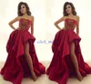 Myriam Fares Pageant Abiye Straplez Boncuk Aplikler Bölünmüş Yan Kırmızı Halı Elbiseleri Parti Akşam Artı Boyutu Örgün Balo Abiye