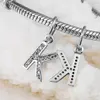Letter K Dangle with Clear CZ 011 100% 925 Sterling Silver Beads Fit Pandora Charms Bracelet Authentic DIY Fashion Jewelry