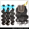 Indian Ciało Fala Włosy z Colsure Virgin Human Hair Hair Bliski Część Koronki Zamknięcie klasa 8A Weft Weft Natural Color 8-30 cal Bella