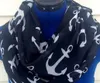 Paris Yarn Anchor Infinity Scarf Black and White Nautical Women Scarves 60x160cm Fashion Accessories