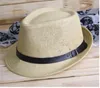 Unisex Women Men Casual Beach Straw Panama Jazz Hat Cowboy Fedora Cap, 10st / Lot Gratis frakt