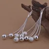 Мода женщин 925 Посеребренных шарики серег падения цепи ожерелья браслет комплекта ювелирных изделия подарок ювелирных изделий для любви семьи
