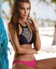 Tribal Baskı S, M, L Bikini Brezilyalı Mayo Seksi Yüksek Boyun Halter Yeni Moda Plaj Biquinis Feminino 2016 Doğal Renk Mayo