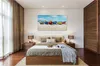 Elle boyalı soyut renkli tekne yağlı tuval üzerinde deniz manzarası büyük boyutlu modern duvar resimleri yatak odası için ev dekorasyonu unframe4196183