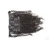 Clip in Human Hair Extensions Afro Kinky Krullend Braziliaanse Virgin Human Hair Extensions Clips Ins 7 stks/set voor Hele Hoofd G-EASY Gratis Verzending