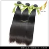 10 "-34" 100% прямые волосы Weaves монгольский REMY Virgin человеческие волосы 3 шт. / Лот Девственные волосы наращивания волос Натуральный цвет Bellahair