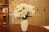 Konstgjord Lily Bunch (9 Heads / Piece) 45cm Lily Flower Fake Lilies Blommor För Bröllop Brud Buketter Party Heminredning