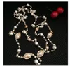 Fashion Women Golden Chain Necklace lady Perfume Bottles Jewelry Number 5 Elegant beaded pearl Design long sweater chain necklaces3051260