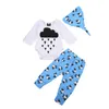 Infant Newborn Baby Boys Girls Clothes Round Neck Long Sleeve Geometry Bodysuit Drop Sheep Printing Pants Bow Hat 3pcs Cotton sets