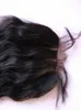 Reines brasilianisches Haar, Seiden-Basisverschluss, 4 x 4 Seiden-Top-Spitzenverschluss mit Babyhaar, gebleichte Knoten, freier mittlerer 3-Wege-Teil