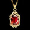 2.0ct Princesa Corte das Mulheres Pingente Colar Corrente Ruby Quadrado Acessórios Sólidos Jewerly para todas as ocasiões