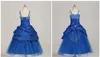 Bleu vif rouge vert taffetas bretelles perles robes de fille de fleur Girls039 robes formelles robe de concours taille personnalisée 2 4 6 8 10 12 8131834