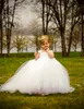 ミニチュア花嫁の白い花の女の子ドレス取り外し可能な列車の小さな子供の女の子のウェディングドレスパーティープロムガウンズガールページェントドレス7919352