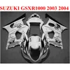 Gorąca sprzedaż plastikowy zestaw owiewki dla Suzuki 2003 2004 GSXR1000 Fairing Zestaw K3 K4 GSX-R1000 03 04 Biała czarna korona bodykits CQ90