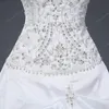 Superbes robes de mariée robe de bal pas cher sans bretelles avec broderie volants paillettes à lacets robes de mariée moins de 100 Real Sample217j