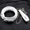Cuello de cuero PU blanco con cadena esclavo vendaje restricciones juguetes sexuales para parejas juegos para adultos 7557352