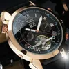 Oryginalny Zegarek Jaragar Automatyczne zegarki mechaniczne Skóra Tourbillon MoLe Cheel Men Wristwatch Relogio Masculino
