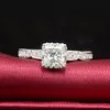 US Size 5/6/7/8/9/10 Claw Solitaire Vintage Jewelry 925 Sterling Silver Princess Cut White Topaz Party Sexy CZ Diamond Women Wedding Ring