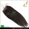 100% nieprzetworzone brazylijskie włosy Silkbaselaceclosure 10-24-calowy naturalny kolor jedwabisty proste proste włosy Bellahair