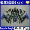 ABS-kerset voor 2006 2007 Suzuki GSXR 600 750 GSX-R600 GSX-R750 06 07 K6 White Black Aanpassen Verklei Sets FS49 + SEAT COWLE