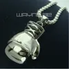 collier pendentif gant de boxe en acier inoxydable pour homme en or blanc n243a