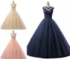 2023 Navy Champagne Vestidos de Quinceanera Dress Dress Dongerade Ball Ball With Sleeves Hollow Hollow Hollowed Prom Sweet 16 Dresses