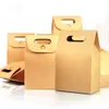 Wholesale 150Pcs/Lot 10.5*15+6cm Kraft Paper Box Gift Packing Tote Bag With Handle For Wedding Favor Candy Chocolate Food Storage Packaging