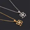 Rhinestone Pendant Necklace Stud Earrings for Women 18K Real Gold Platinum Plated Windmill Cute Fashion Jewelry Set