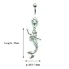 Piercing biżuteria moda pępki pierścienie ze stali nierdzewnej Barbell Dangle White Rhinestone Mermaid Belly Button Pierścienie Biżuteria